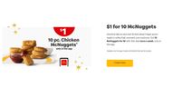 McD offering 10-piece Chicken McNuggets for $1 (Image via official website)